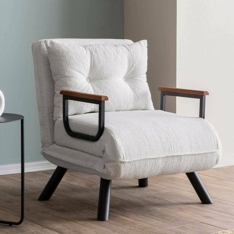 Butaca Keoni, Sillón Reclinable, Brazos, Soporta hasta 100 kg, 60x78x78h cm Blanco (1/5)
