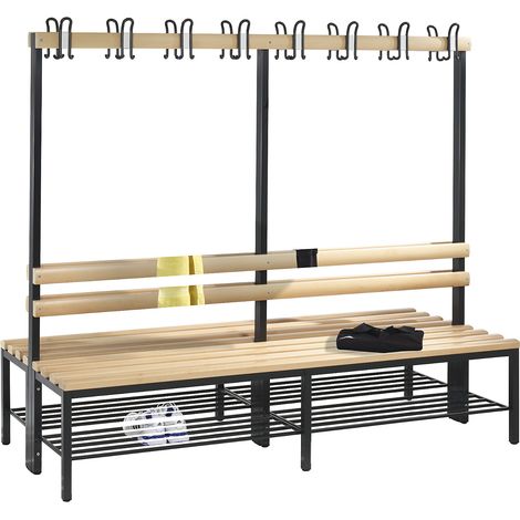 C+P, Banc de vestiaire BASIC double face, lattes en hêtre,