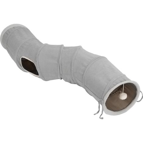Tunnel pliable pour chat, jouet Tube de jeu en forme de S avec boule suspendue pour lapins, chatons, chiots et petits animaux de compagnie