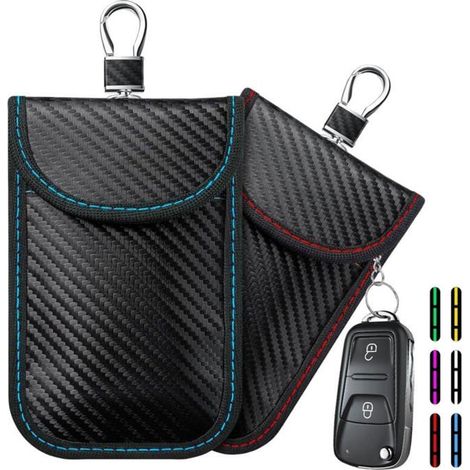 Lot de 2 Etui Anti RFID Clé Voiture Signal Blocage Faraday Pochette Sac, Pochettes Blocage Signal RFID pour Clé Voiture, Étui de (1/4)