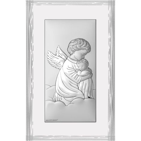 Quadro moderno con angelo custode in argento da posizionare sopra la culla Dimensioni: 9x15,5 cm Codice articolo: BC6763/2FB