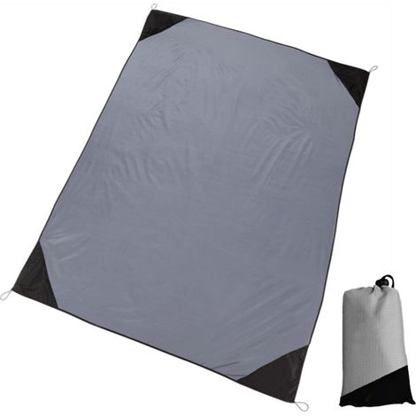 Couverture de pique-nique 140 x 200 cm, ultra-légère et ultra-fine, idéale pour la plage,les pique-niques, le camping et la randonnée. Elle est dotée de 4 attaches aux coins et est résistante au sable (1/5)