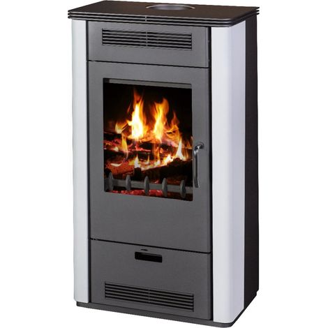 Kaminofen Etna, 7 kW, Stahl- Verkleid.weiss H97xB54x43 cm