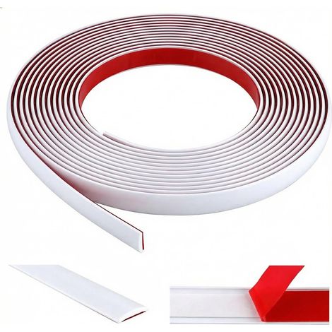 12M Moulure Décorative Autoadhésive Blanc Moulure Plafond PVC Baguette de Finition Flexible Baguette Murale Décorative L : 0.8 cm, ÉP. :3 mm (1/5)