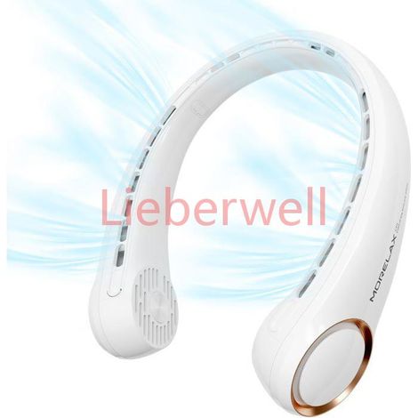 Ventilateur de Cou Portable Rechargeable USB, 3 Vitesses, Pliable , Idéal Bureau, Cuisine, Voyage (Blanc) (1/5)