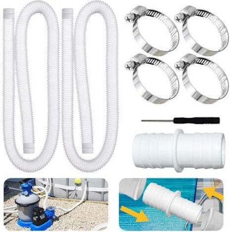 2Pcs tuyau piscine 32mm,Tuyau de Rechange pour Piscine, 150cm,tuyau 32mm piscinepour Intex 300 GPH, 530 GPH et 1000 GPH (1/5)