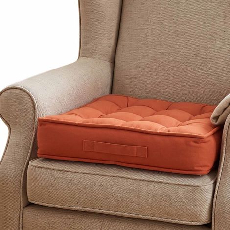 HOMESCAPES Terracotta Cotton Armchair Booster Cushion