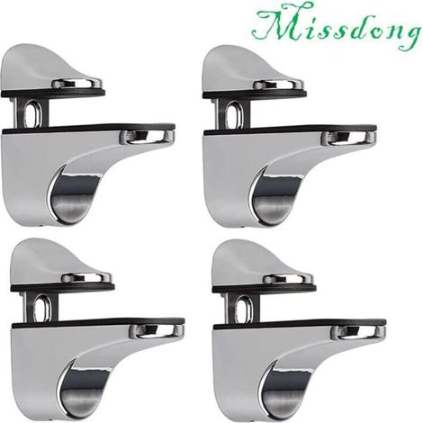 YMYNY Support D'étagère en Verre Réglable, 4 Pcs Support D'étagère en Verre, Pince en Verre à Fixation Murale, Support pour Étagères en Verre, pour Tablette Verre (1/4)