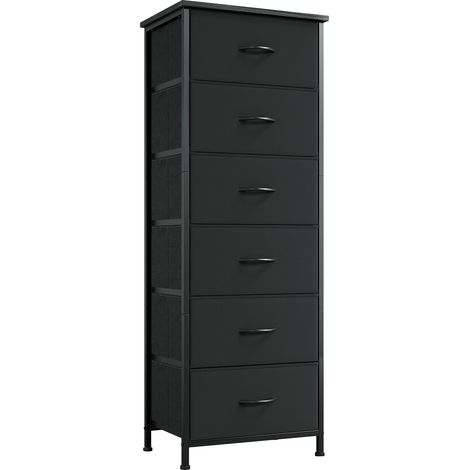 Commode de Rangement à 6 Tiroirs en Tissu, Noir (1/5)