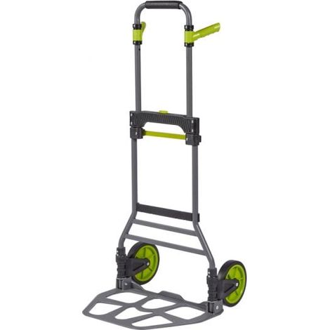 Diable de manutention pliable 150kg – Châssis acier – Roues TPR 17cm – Gain de place pour rangement – Pour charges lourdes – Feroce (1/5)