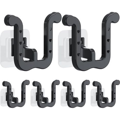 Étagère murale à chaussures – Lot de 6 – Forme en U – Auto-adhésive – Pliable – Noire – Rangement gain de place (1/5)