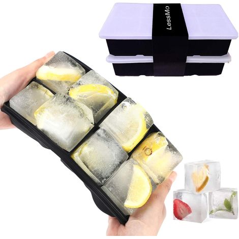 2er-Pack Eiswürfelformen, Silikon-Eiswürfelformen mit 8 Mulden und Rückteilen (1/5)