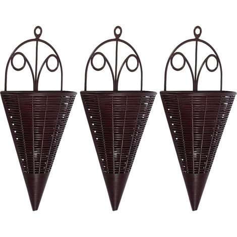 Paniers suspendus en rotin synthétique pour orchidées, lot de 3, marron foncé (1/5)