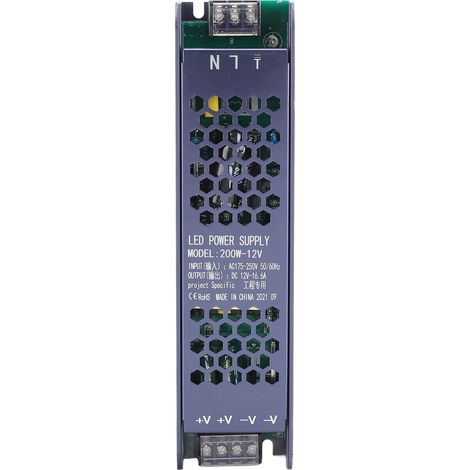 Bloc d'alimentation LED 200W AC175-250V 12V 16.6A transformateur noir longue bande pour éclairage magnétique