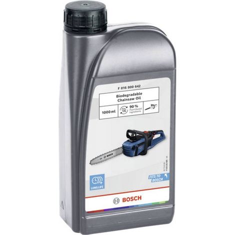 Bosch – Huile pour tronçonneuse biodégradable 1L – Lubrification optimale pour toutes conditions – Pour bois dur et teck – Accessoire professionnel