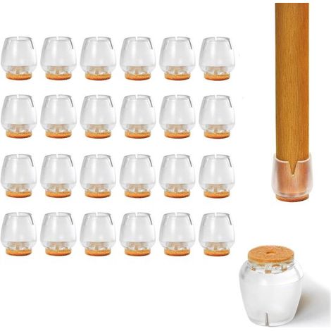 Set di 24 protezioni in silicone per gambe di sedie, protezioni per pavimenti, antigraffio, fonoassorbenti, 17-21 mm, per sedie da sala da pranzo, sedie da giardino, sedie da cucina. (1/5)