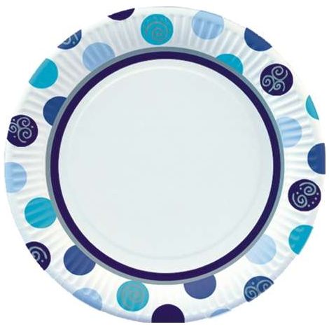 Piatti di carta rotondi Ø 23 cm blu "Balls" 10 pezzi
