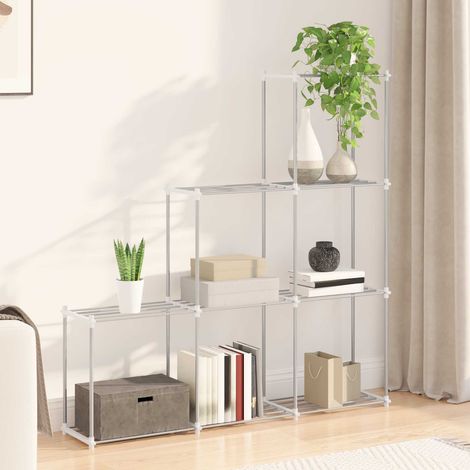 Étagère tubulaire en aluminium blanc pour rangement intérieur 129 x 27 x 132 cm - PANGIVO (1/5)