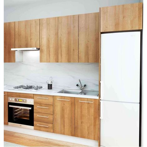 Cocina Kit-Chef sin zocalo y sin encimera de 280 cm(ancho) en roble. (1/4)