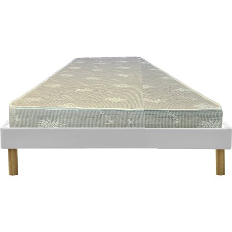 Matelas Mina + Sommier Gregory Blanc 120x190 x 19,5 cm - une Face Soutien Souple et une Face Soutien Très ferme - reference Nina - Tres Respirant (1/4)