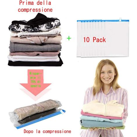 Lot de 10 sacs de compression sous vide, gain d’espace de 35 x 50 cm, il n'y a pas besoin d'un aspirateur ou d'une pompe. transparents pour voyage, vêtements, couettes, oreillers, couvertures, rideaux (1/4)