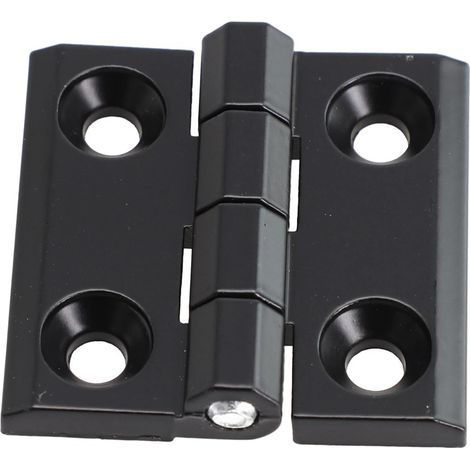Lot de 4 Charnières de Porte Robustes en Métal Noir Trous Pré-Percés, Installation Facile pour Armoires, Remises, Garages et Bureaux (1/4)