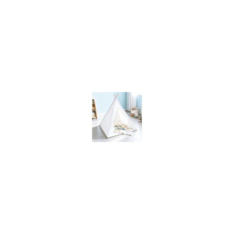 Tente tipi pour enfant avec tapis - 120 x 120 x 140 cm - Blanc Tente de jeu pour enfants en coton avec guirlande lumineuse LED, espace pour 1 à 3 enfants, tente tipi pour chambre d'enfant