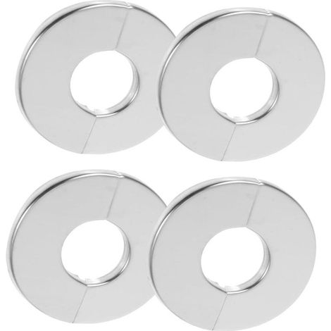 Cache tuyaux décoratifs en acier inoxydable de 22 mm en 4 pièces pour salles de bains et cuisines, avec rabats pour la protection des tuyaux. (1/5)