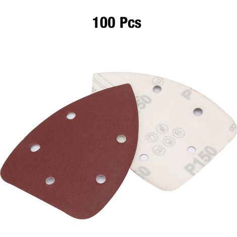 Ortviai Disque abrasif triangulaire en alumine 150 – 100 pièces, 140 x 90 mm, 5 trous (1/5)