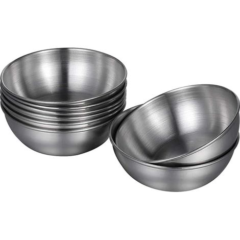 8 Pièces Bol à Trempette, Bol à Sauce en Acier Inoxydable, Bol à épices, Convient pour le Ketchup, la Moutarde, la Sauce Chili, la Vinaigrette(Argent)