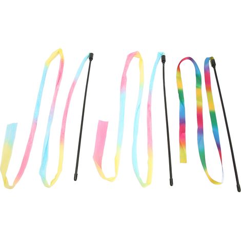 Baguette à ruban pour chat, colorée et amusante, pour soulager l'ennui des chatons (lot de 3). (1/5)