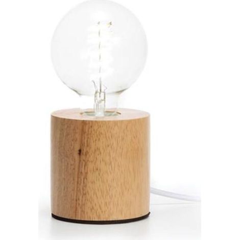 Pied De Lampe - Cylindrique - Chêne - Support De Table - E27 - 90 Mm - 60 W (1/2)