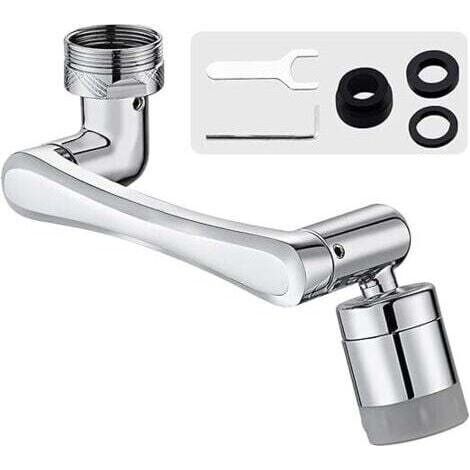 NALOOKAMIC Aérateur de robinet pivotant à1440 °,aérateur fixation de robinet rotatif avec 2fonctions pulvérisation,robinet rotatif multifonctionnel pour cuisine adapté à un filetage extérieur de20mm, (1/4)