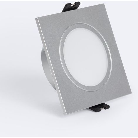 Aro Downlight Cuadrado IP65 para Bombilla LED GU10 / GU5.3 Corte Ø75 mm Maxis Plateado