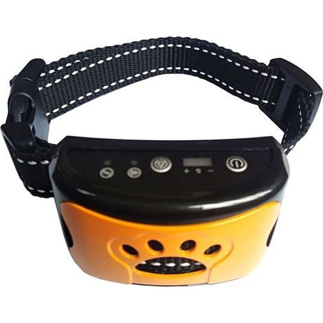 Collier Anti-Aboiement pour chien, Collier de Vibration sensible réglable automatique pour grands chiens (orange) (1/3)