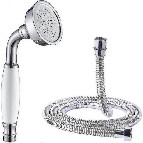 Pommeau de douche classique pour salle de bain douche à main rétro en céramique avec pulvérisateur de pluie et tuyau de 1,5 m (Chro (1/3)