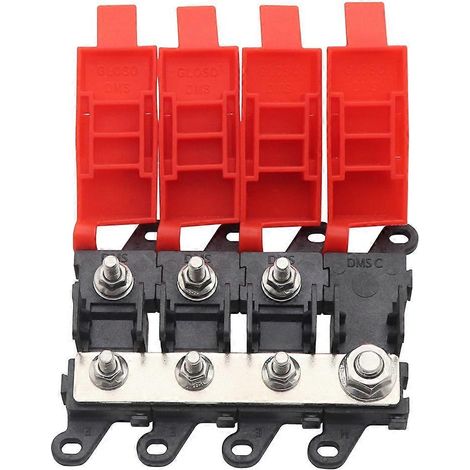 Bloc de distribution électrique à 3 voies, distributeur de fusibles à boulonner 200 A compatible avec les porte-fusibles marins, SUV, BDFS et MIDI, ainsi qu'avec les voitures, les camions et les campi (1/5)