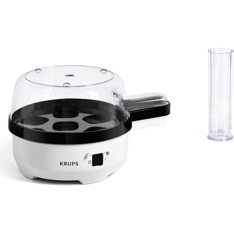 Cuiseur à œufs spécial Pour jusqu'à 7 œufs Capacité généreuse Porte-œufs amovible Signal sonore Verre doseur avec perforateur Blanc/noir (1/2)