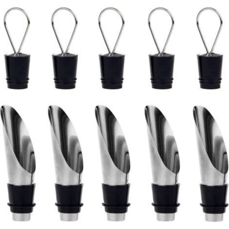 5 Pack 2-in-1 Stainless Steel Bottle Spout and Aerator with Stopper - Bottle and Wine Pourer Gift Set (1/5)
