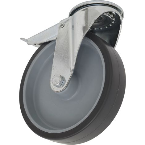Sealey Medium-Duty Thermoplastic Bolt Hole Castor Wheel with Total Lock �75mm - Trade SCW275SBLEM