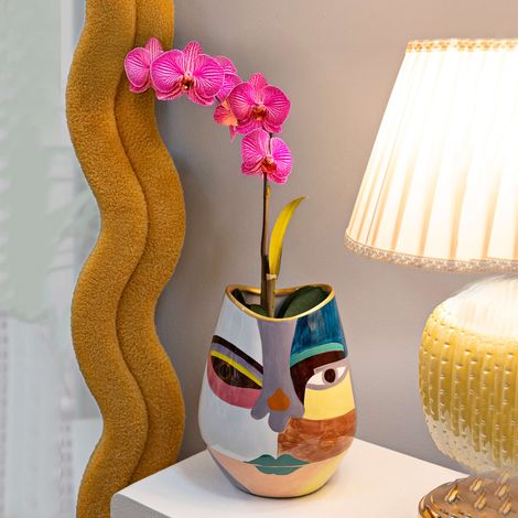 Vase Basesaso, Modernes Design, Mehrfarbig, Durchmesser 11 cm
