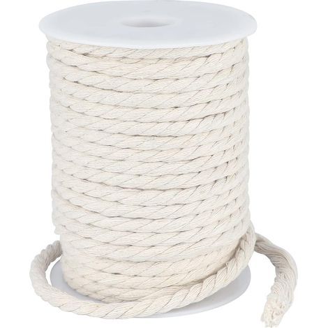 Rolle 6 mm Baumwollkordel, 25 Meter, natürliches Makramee, weich, für Bastelarbeiten, Gartenarbeit und Heimdekoration (1/5)