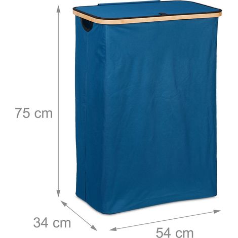 Cesto portabiancheria pieghevole moderno bagno 50 x 30 x 40 cm pratico con coperchio stile naturale in tessuto blu 130013942