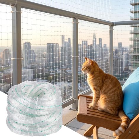 3 X 8 M Filet Balcon Chat, Blanc Transparent Filet Fenetre Chat (1/5)
