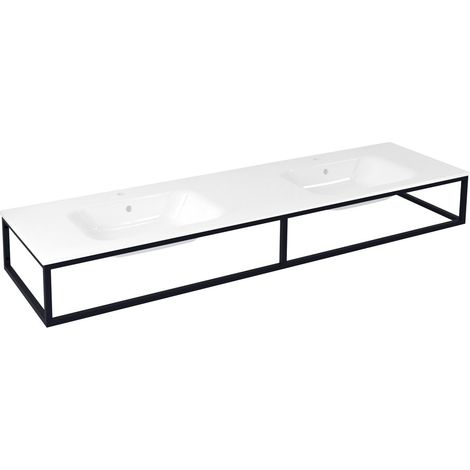 Console SKA sous lavabo/plan 180x22x51cm, noir mat (1/4)