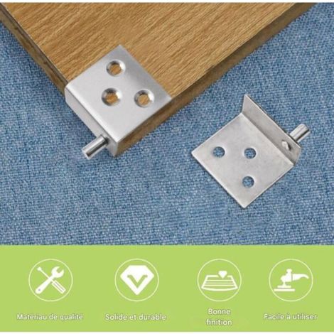 Charnières pivotantes à arbre dissimulé pour porte d'armoire en bois, lot de 4 avec goupille de pivot libre, argent (1/5)