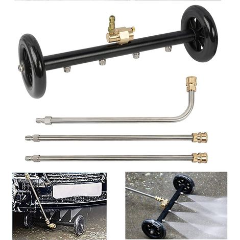 Nettoyeur sous-châssis à fonction pour nettoyeur haute pression, balai pour lavage de voiture avec 3 pièces de rallonge, 40,3cm (1/4)