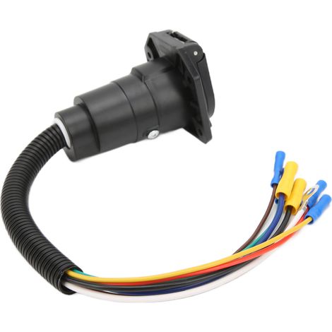 Connecteur de remorque 7 voies, fiche à lames avec support de fixation, câble pour caravane et camping-car (1/5)