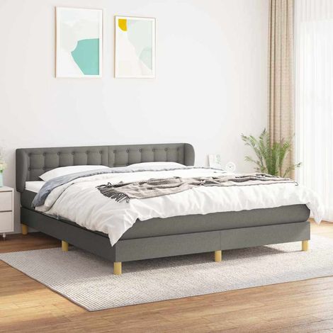 vidaXL Sommier à lattes de lit avec matelas Gris foncé 180x200cm Tissu (1/5)