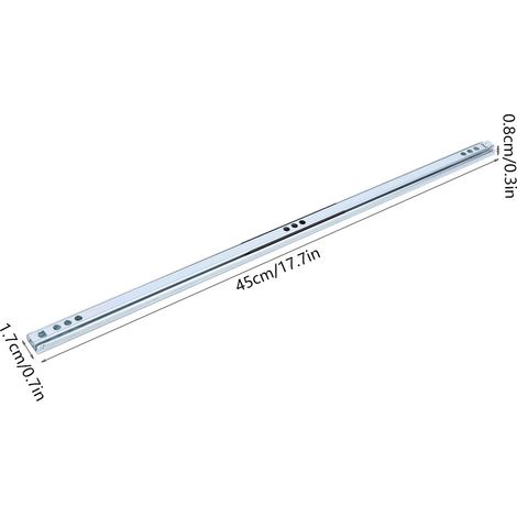 Lot de 2 rails de guidage à billes en acier 450 x 17 mm pour tiroirs, placards et armoires (1/5)